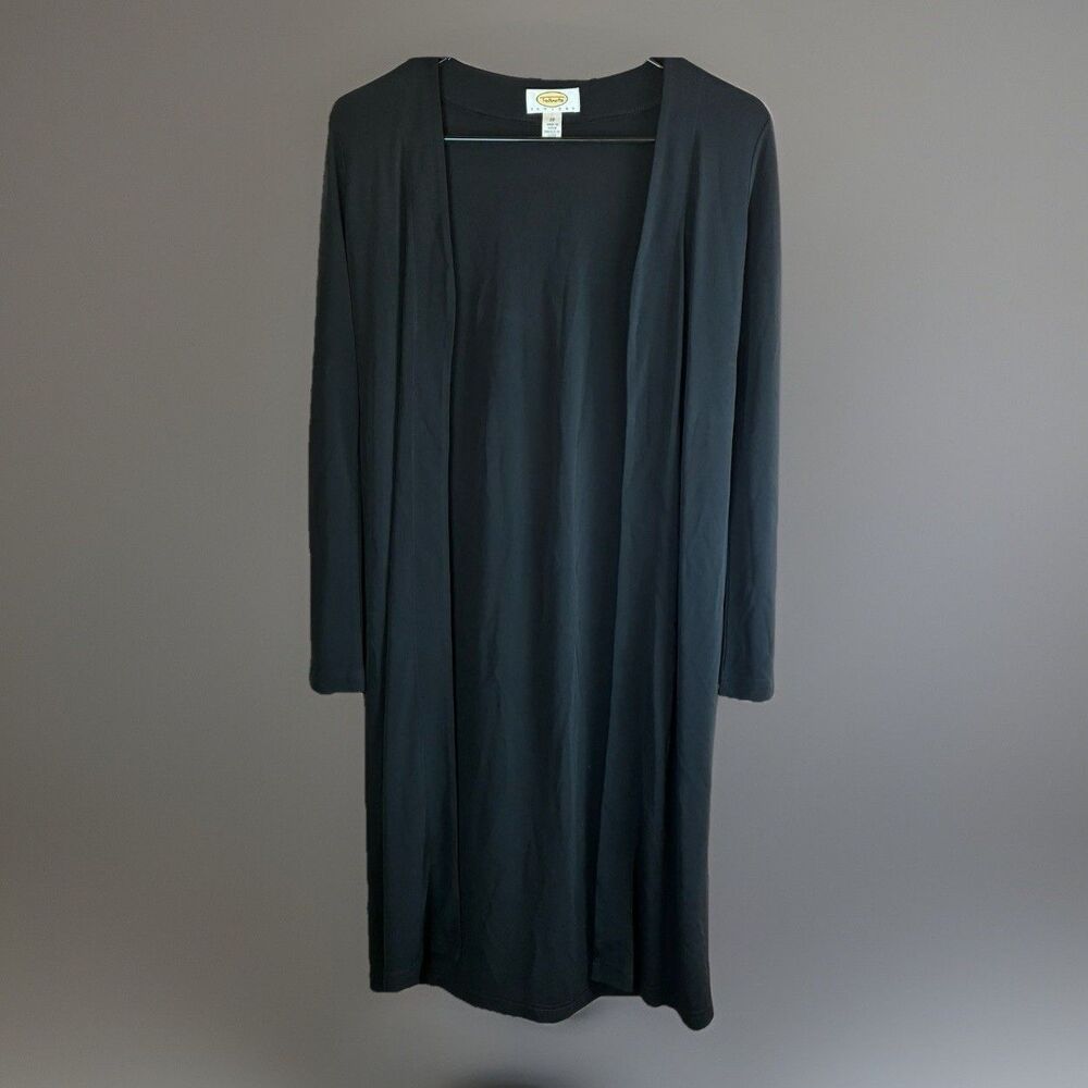 Talbots Petite Long Open Front Black Cardigan Duster Size 2P